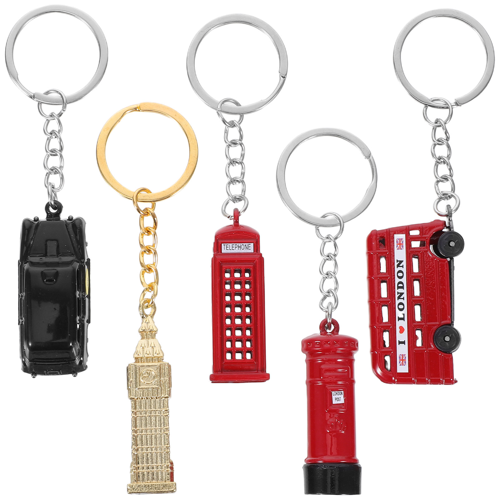 Travel Accessories London - 5Pcs London Landmark Keychain Set Double