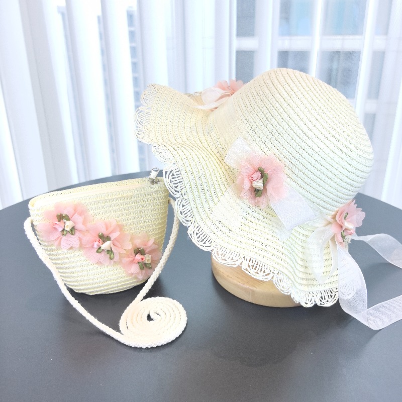 Travel Accessories For 10 Year Old Girl - Girls 2pcs Straw Hat Solid Color