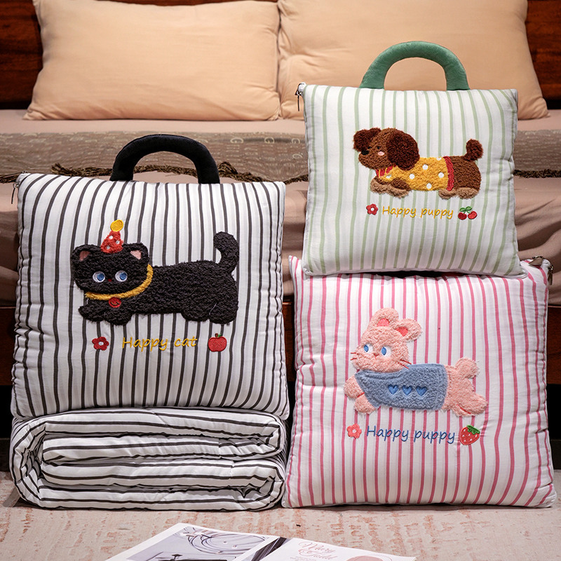 Cartoon Striped Pillow Blanket - Travel Pillow Inflatable review and price
