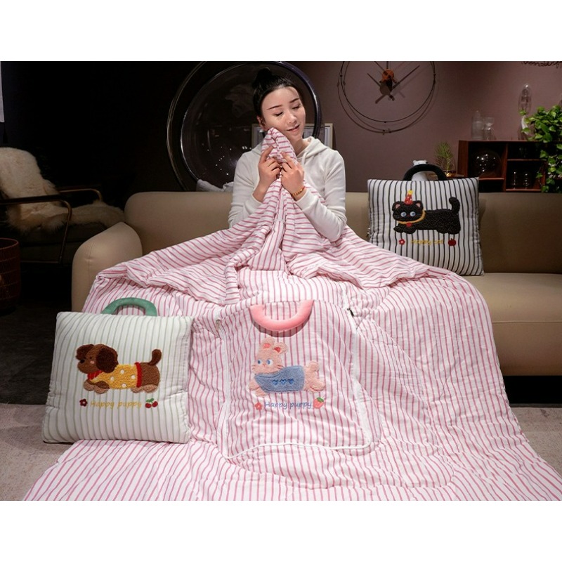 Cartoon Striped Pillow Blanket - Travel Pillow Inflatable review and price