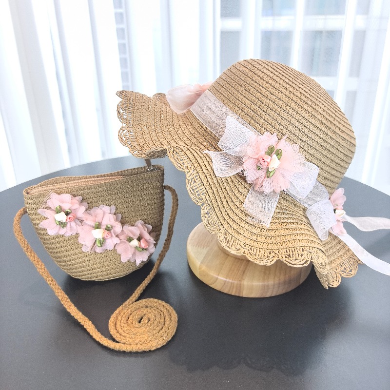 Girls 2pcs Straw Hat Solid Col - Travel Accessories For 10 Year Old Girl review and price